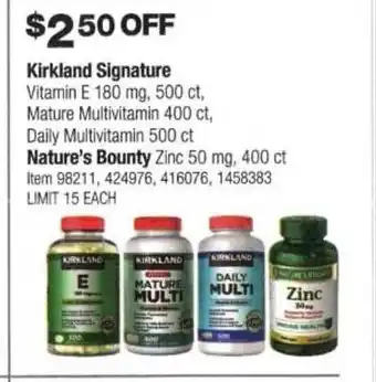Costco Kirkland signature or nature's bounty offer