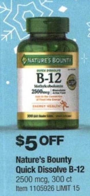 Costco Nature's bounty quick dissolve b-12 offer