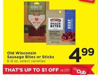 Cub Foods Old wisconsin sausage bites or sticks offer