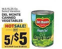 Food Lion Del monte canned vegetables offer