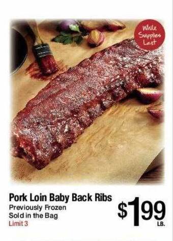 Jons International Pork loin baby back ribs offer