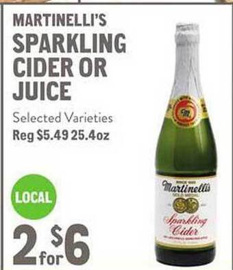 New Seasons Market Martinelli's sparkling cider or juice offer