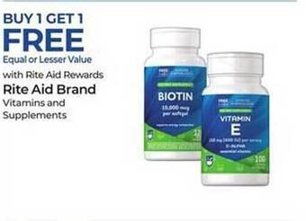 Rite Aid Rite aid brand vitamins and supplements offer