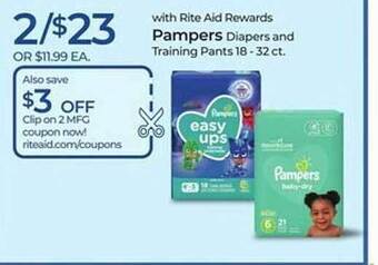 Rite Aid Pampers diapers and training pants offer