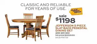 Slumberland Furniture Jefferson 5 piece slat back pedestal dining set offer