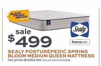 Slumberland Furniture Sealy posturepedic spring bloom medium queen mattress offer