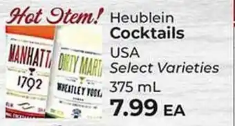 Sunset Foods Heublein cocktails usa offer