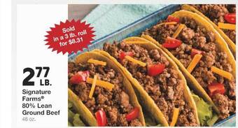 United Supermarkets Signature farms 80% lean ground beef offer