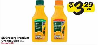 Winn Dixie Se grocers premium orange juice offer