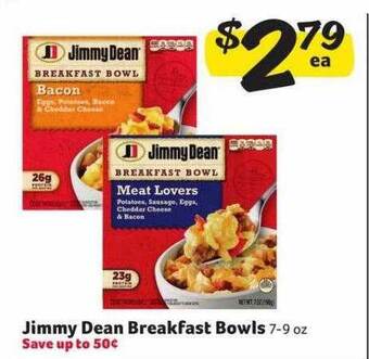 Winn Dixie Jimmy dean breakfast bowls offer