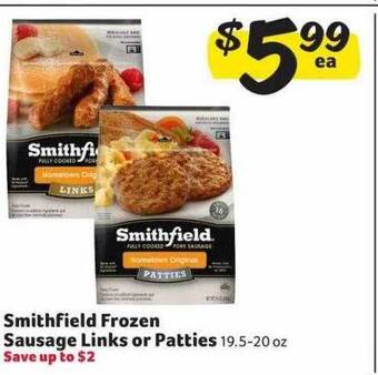 Winn Dixie Smithfield frozen sausage links or patties offer