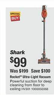 The Home Depot Shark rocket ultra-light vacuum offer