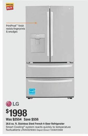 The Home Depot Lg stainless steel french 4-door refrigerator offer