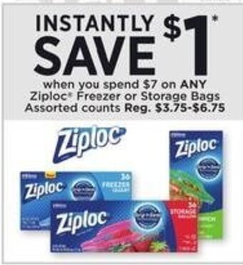 Dollar General Ziploc Freezer or Storage Bags offer