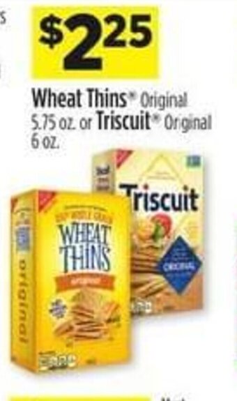Dollar General Wheat Thins Original 5.75 oz. or Triscuit Original 6 oz. offer