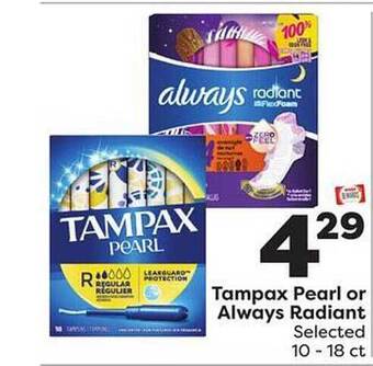 Weis Markets Tampax pearl or always radiant offer