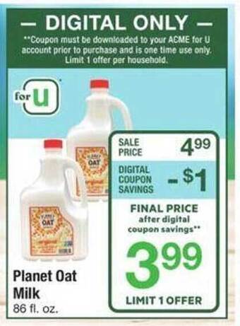 ACME Planet oat milk offer