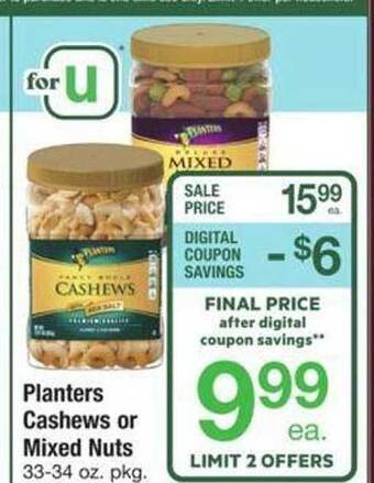 ACME Planters cashews or mixed nuts offer