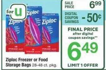 ACME Ziploc freezer or food storage bags offer