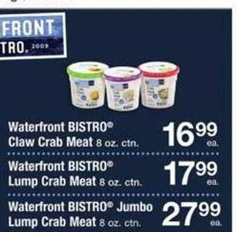 ACME Waterfront bistro claw crab meat, waterfront bistro lump crab meat, waterfront bistro jumbo lump crab meat offer