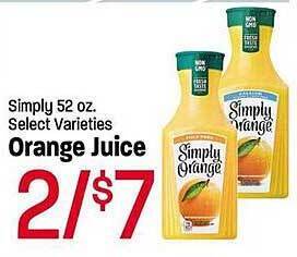Maceys Simply orange juice offer