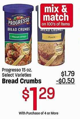 Maceys Progresso bread crumbs offer