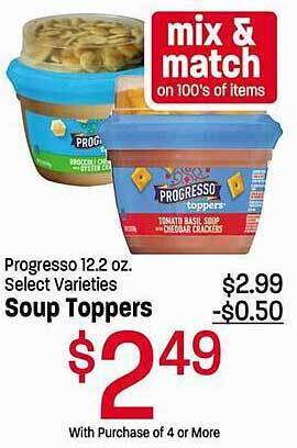 Maceys Progresso soup toppers offer