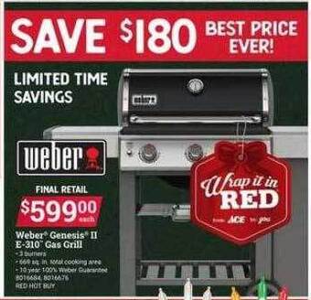 Ace Hardware Weber genesis ii e-310 gas grill offer