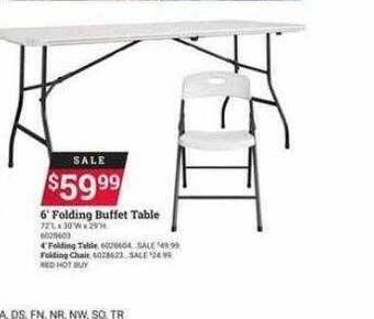 Ace Hardware 6' folding buffet table offer