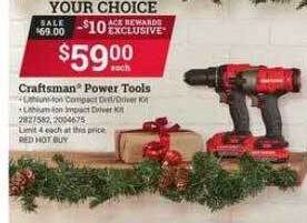 Ace Hardware Craftsman power tools offer