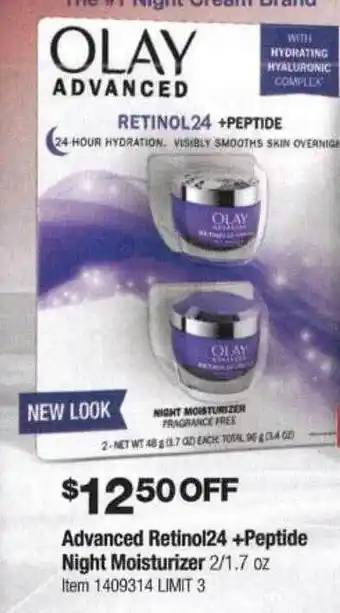 Costco Olay advanced retinol24 +peptide night moisturizer offer