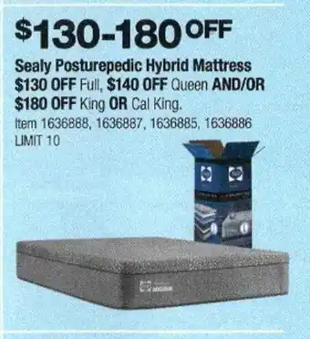 Costco Sealy posturepedic hybrid mattress offer
