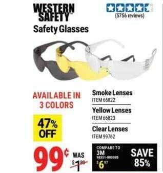 Harbor Freight Tools Western safety glasses offer