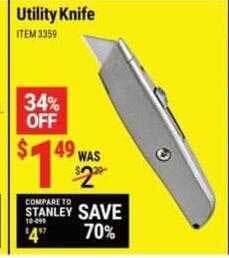 Harbor Freight Tools Utility knife offer