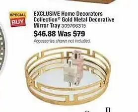 The Home Depot Exclusive home docorators collection gold metal decorative mirror tray offer
