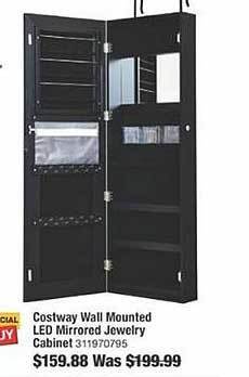 The Home Depot Costway wall mounted led mirrored jewelry cabinet offer