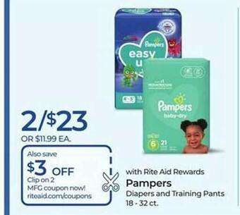 Rite Aid Pampers diapers and training pants offer