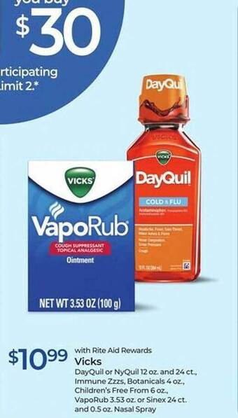 Rite Aid Vicks dayquil or nyquil offer