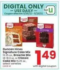 Albertsons Duncan hines signature cake mix, brownie mix or classic cake mix offer
