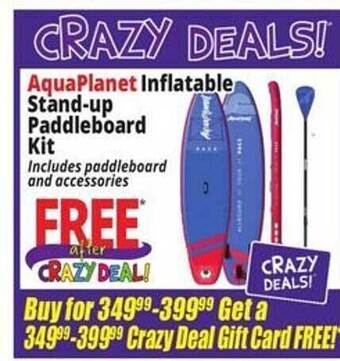 Ocean State Job Lot Aquaplanet inflatable stand-up paddleboard kit offer