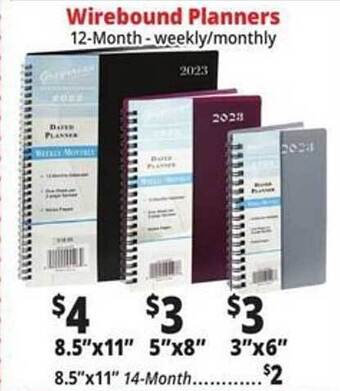 Ocean State Job Lot Wirebound planners offer
