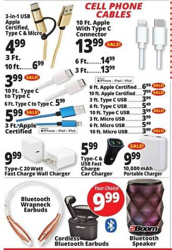 Ocean State Job Lot Cell phone cables offer