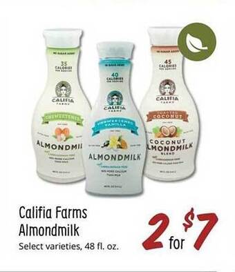 Sprouts Farmers Market Califia farms almondmilk offer