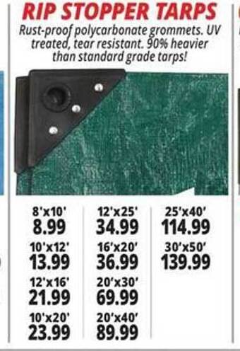 Ocean State Job Lot Rip stopper tarps offer