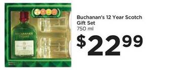 Food 4 Less Buchanan's 12 year scotch gift set offer