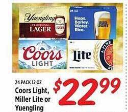 Rouses Coors light, miller lite or yuengling offer