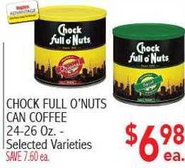 Ingles Markets Chock full o'nuts can coffee offer