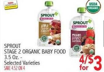 Ingles Markets Sprout stage 2 organic baby food offer
