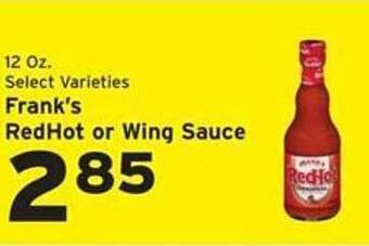 Hannaford Frank's redhot or wing sauce offer