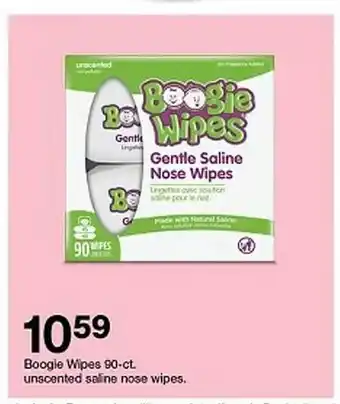 Target Boogle wipes 90ct. unscented saline nose wipes offer